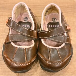 Vintage‎ Baby Girl Walker Brown & Pink Soles Mary Jane Shoes Size 3